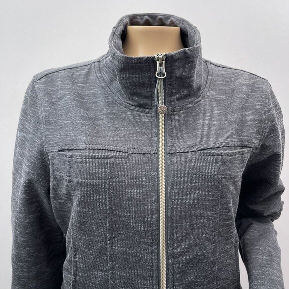 Athleta Womens Full-Zip Jacket Mock Neck Cotton Blend Heather‎ Gray Size Medium - Picture 2 of 10